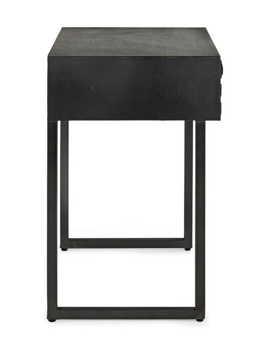 Table d'appoint 1 tiroir acier et bois de manguier noir Dody 50 cm - Photo n°7