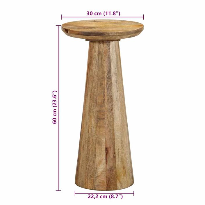 Table d'appoint Ø30x60 cm bois de manguier massif - Photo n°9