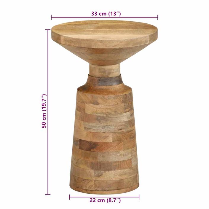 Table d'appoint Ø33x50 cm bois de manguier massif - Photo n°9