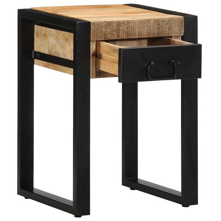 Table d'appoint 35x35x50 cm bois massif de manguier brut - Photo n°3