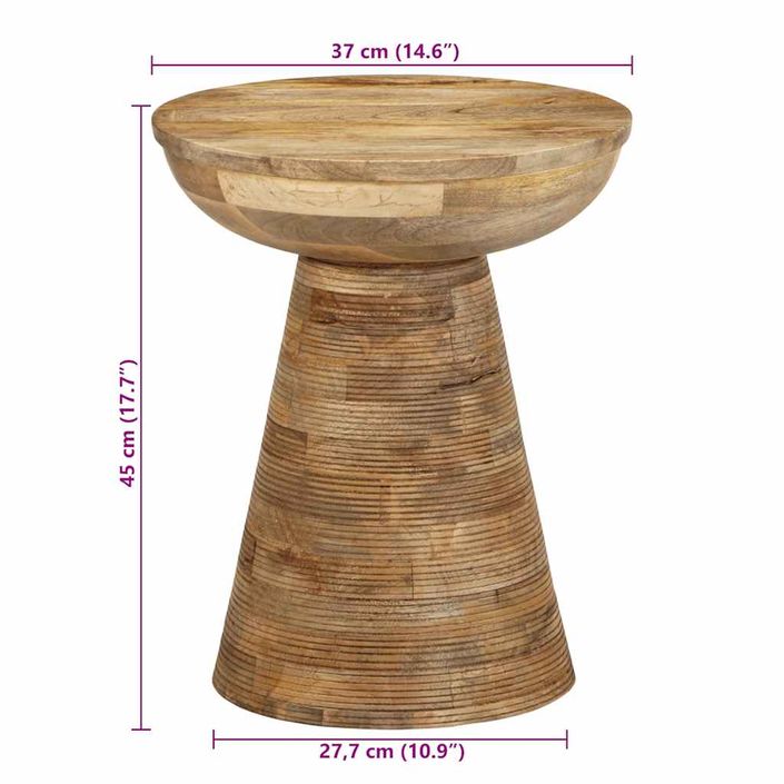 Table d'appoint Ø37x45 cm bois de manguier massif - Photo n°9