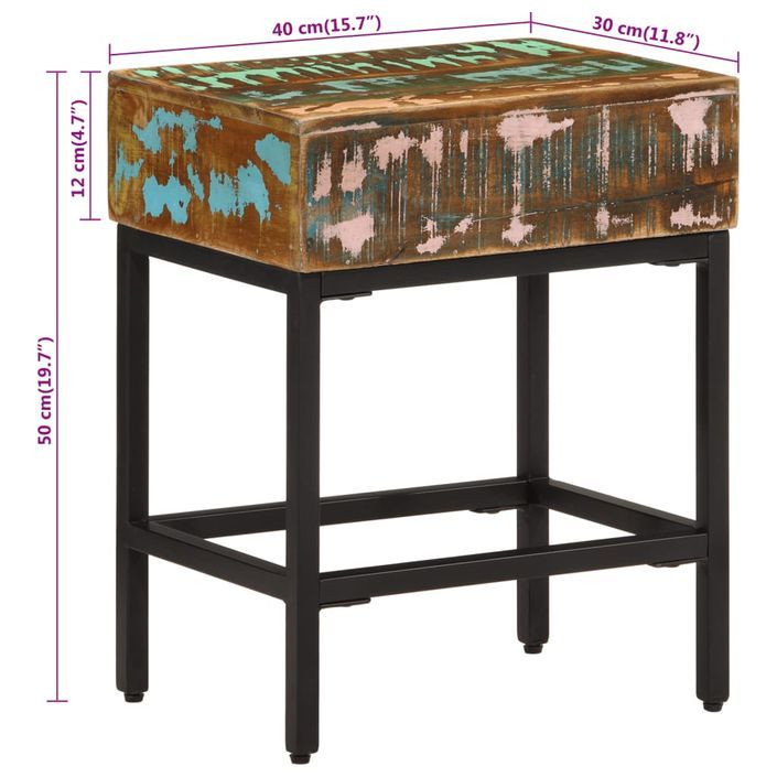 Table d'appoint 40x30x51 cm Bois massif de récupération - Photo n°11