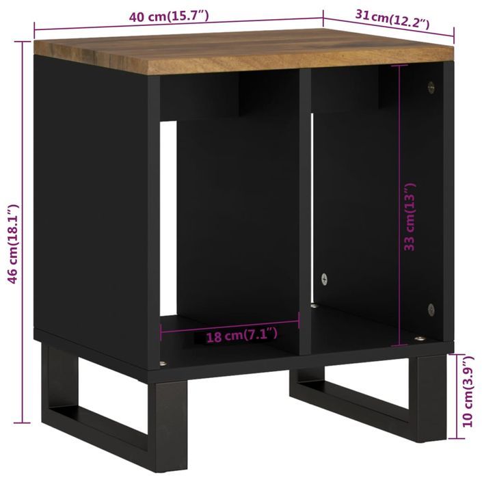 Table d'appoint 40x31x46 cm Bois de manguier et d'ingénierie - Photo n°9