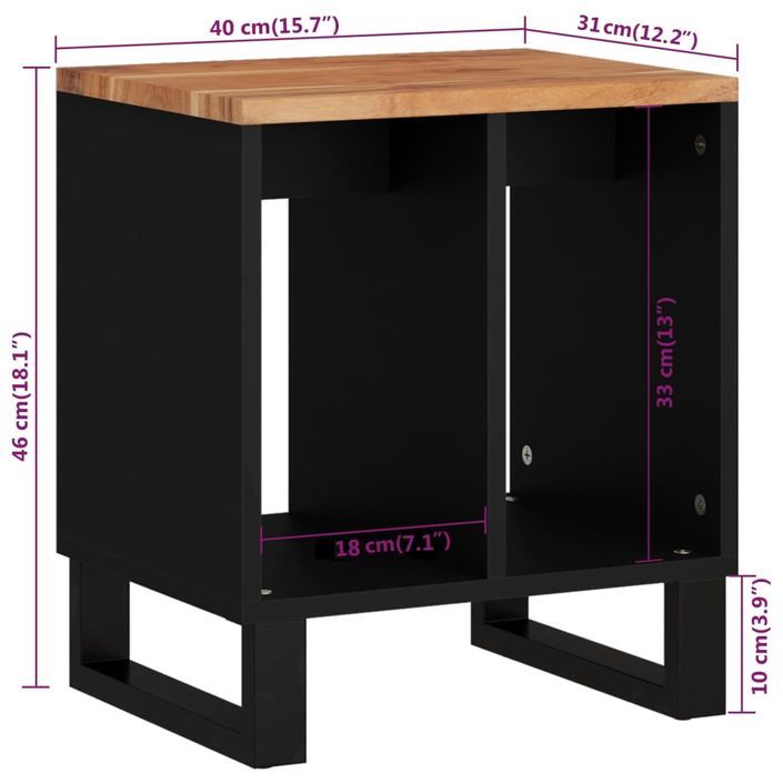 Table d'appoint 40x31x46cm Bois d'acacia solide et d'ingénierie - Photo n°9