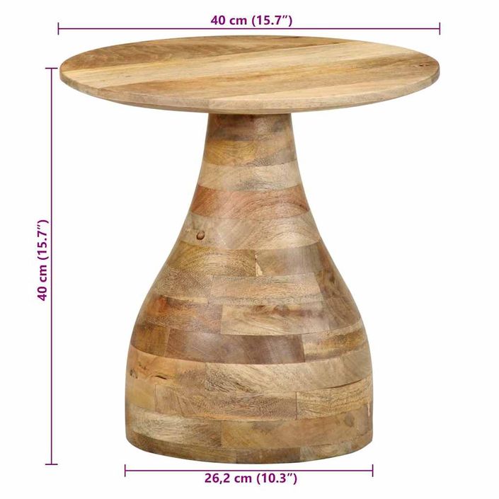 Table d'appoint Ø40x40 cm bois de manguier massif - Photo n°9