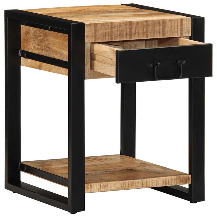 Table d'appoint 40x40x50 cm bois massif de manguier brut - Photo n°3