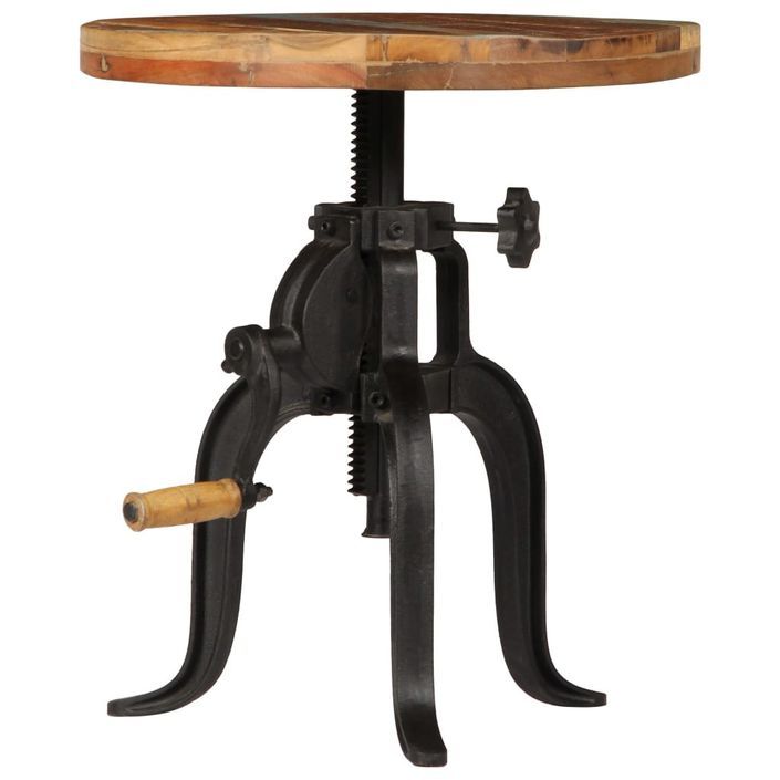 Table d'appoint 45x (45-62) cm Bois de récupération et fonte - Photo n°2