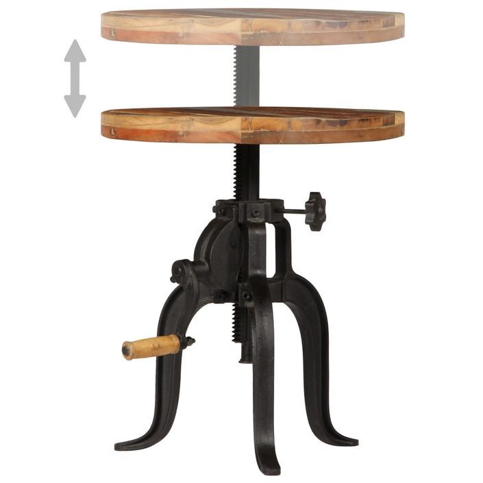 Table d'appoint 45x (45-62) cm Bois de récupération et fonte - Photo n°6