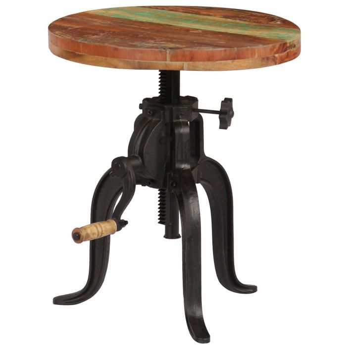 Table d'appoint 45x (45-62) cm Bois de récupération et fonte - Photo n°9