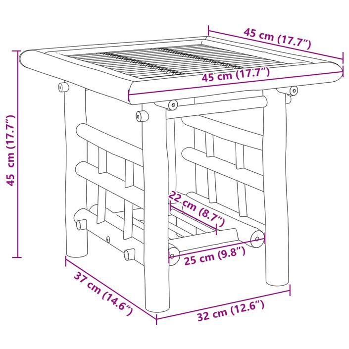 Table d’appoint 45x45x45 cm bambou - Photo n°7