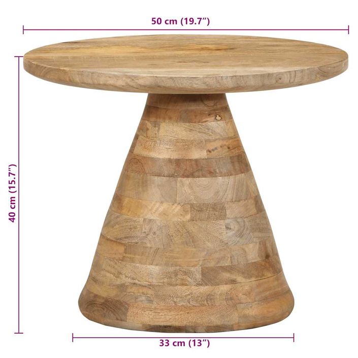 Table d'appoint Ø50x40 cm bois de manguier massif - Photo n°9