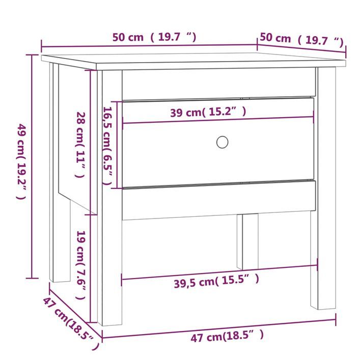 Table d'appoint 50x50x49 cm Bois massif de pin - Photo n°10