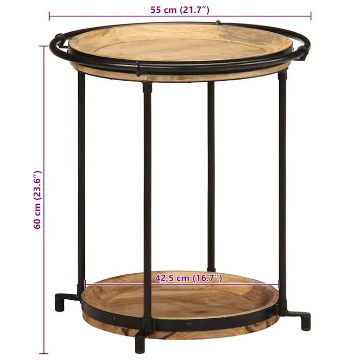 Table d'appoint Ø55x60 cm bois de manguier massif - Photo n°8