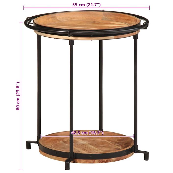 Table d'appoint Ø55x60 cm bois massif d'acacia - Photo n°8