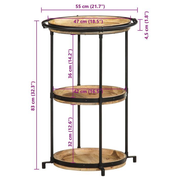 Table d'appoint Ø55x83 cm bois de manguier massif - Photo n°10