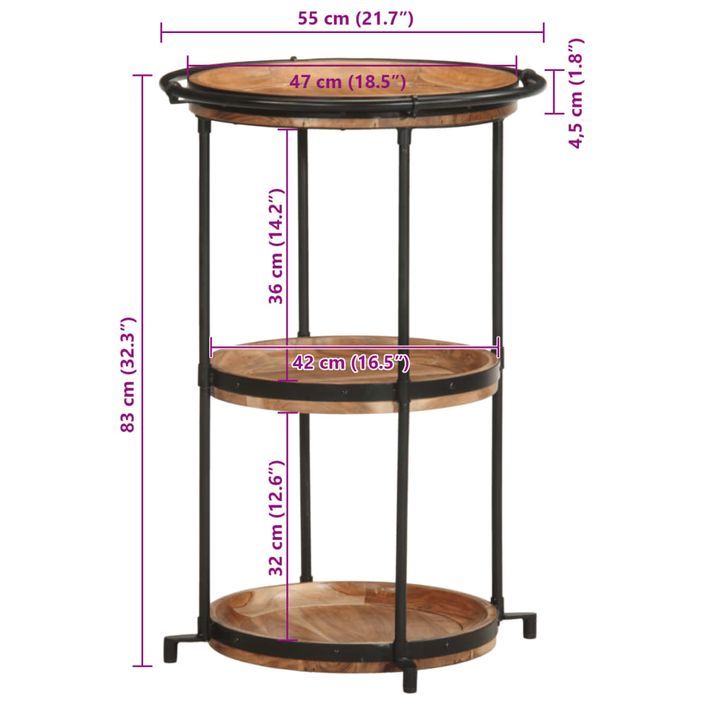 Table d'appoint Ø55x83 cm bois massif d'acacia - Photo n°10