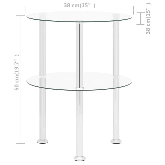 Table d'appoint à 2 niveaux Transparent 38 cm Verre trempé - Photo n°8