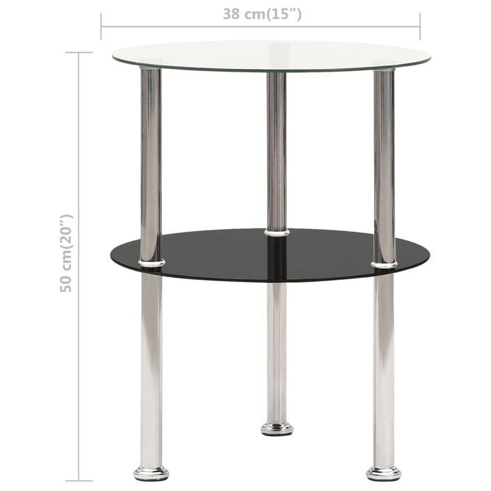 Table d'appoint à 2 niveaux Transparent/noir 38 cm Verre trempé 2 - Photo n°5