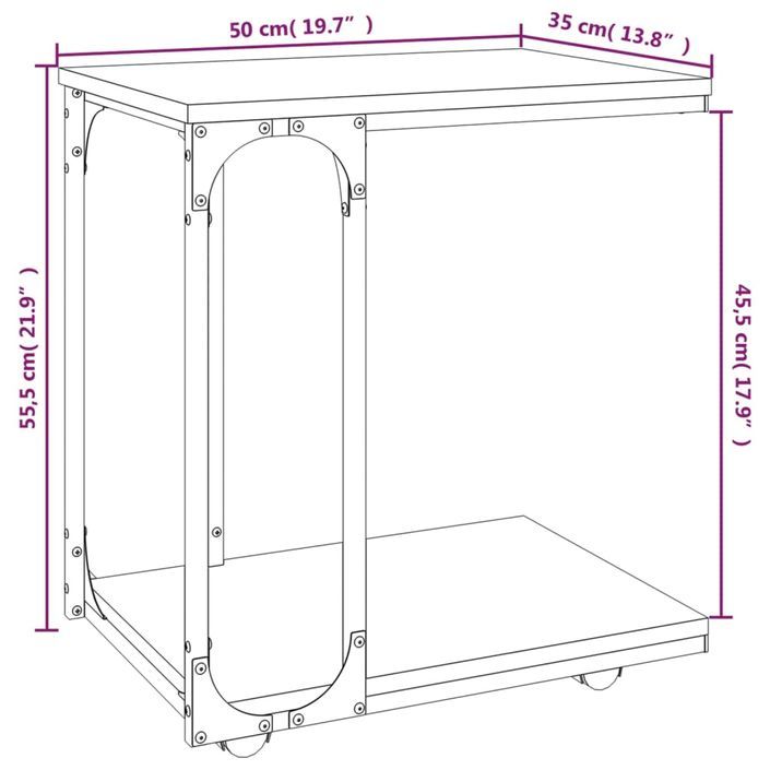 Table d'appoint à roues Sonoma gris 50x35x55,5 cm - Photo n°10