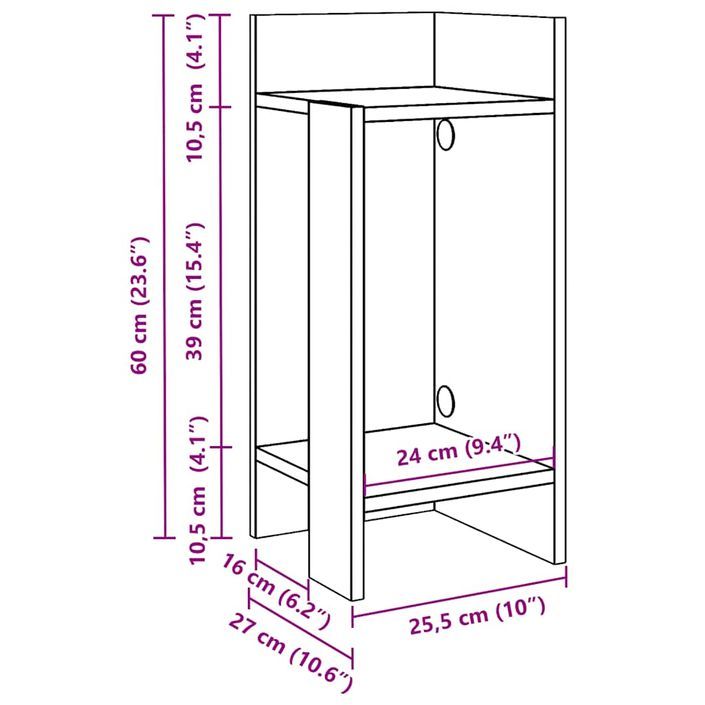 Table d'appoint avec étagère chêne fumé 25,5x27x60 cm - Photo n°9