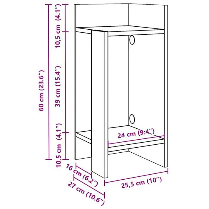 Table d'appoint avec étagère vieux bois 25,5x27x60 cm - Photo n°9