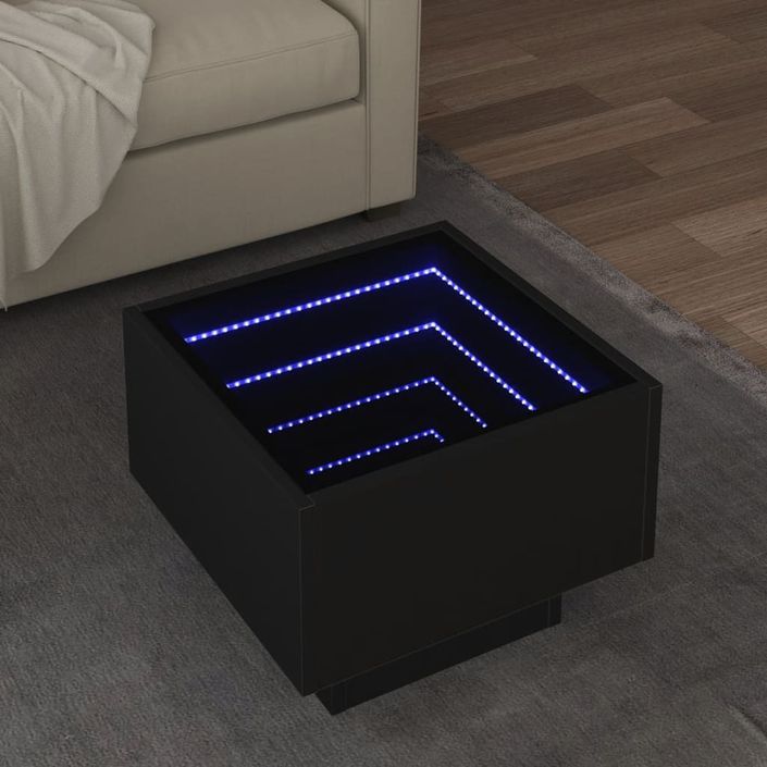 Table d'appoint avec LED noir 40x40x30 cm bois d'ingénierie - Photo n°1