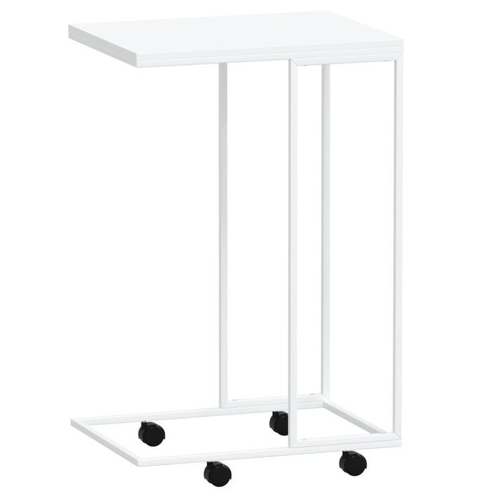 Table d'appoint avec roues Blanc 40x30x63,5cm Bois d'ingénierie - Photo n°5