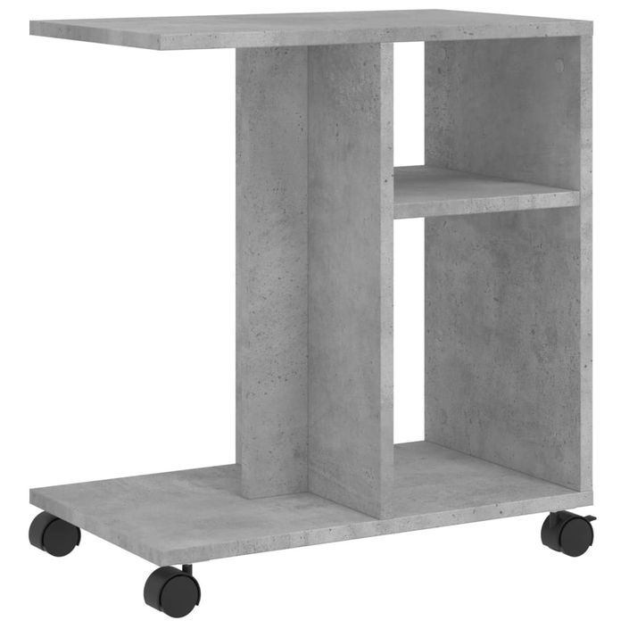 Table d'appoint avec roues gris béton bois d'ingénierie - Photo n°7