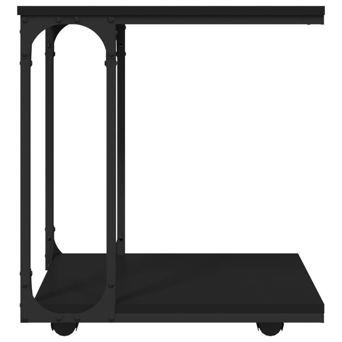 Table d'appoint avec roues Noir 50x35x55,5 cm Bois d'ingénierie - Photo n°5