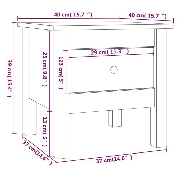 Table d'appoint Blanc 40x40x39 cm Bois massif de pin - Photo n°10