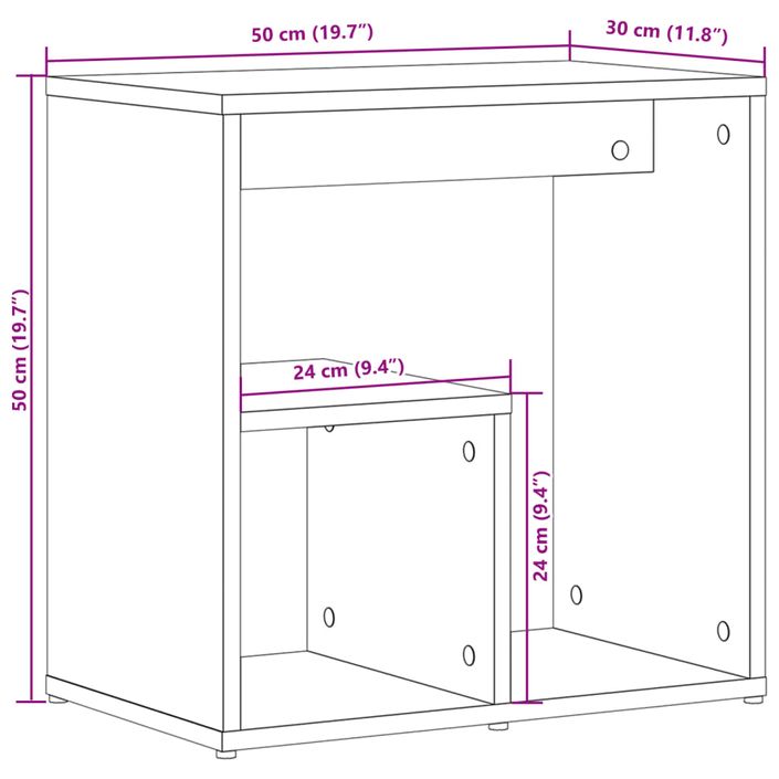 Table d'appoint blanc 50x30x50 cm bois d’ingénierie - Photo n°10