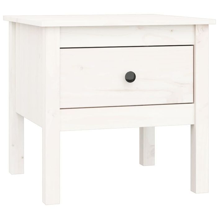 Table d'appoint Blanc 50x50x49 cm Bois massif de pin - Photo n°2