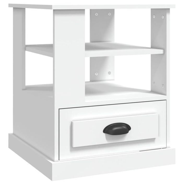 Table d'appoint blanc 50x50x60 cm bois d’ingénierie - Photo n°2