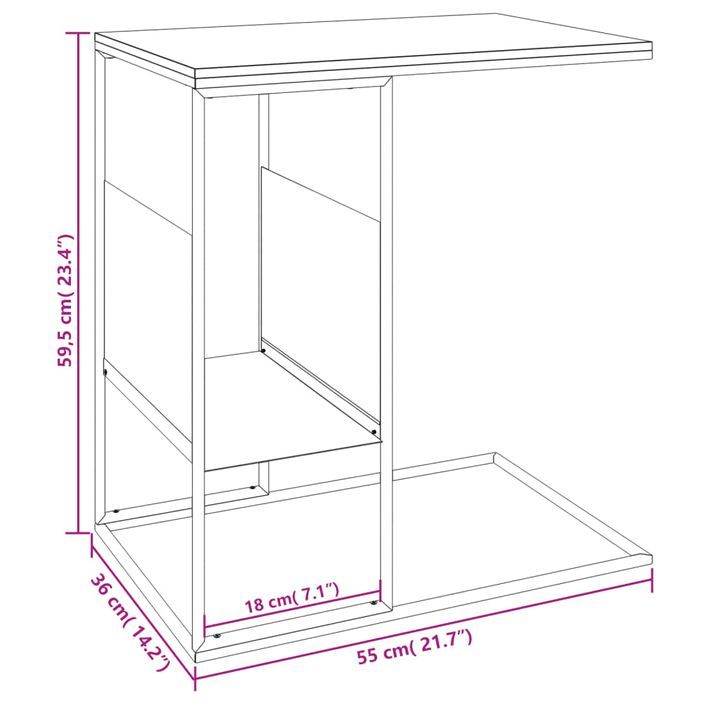 Table d'appoint Blanc 55x36x59,5 cm Bois d'ingénierie - Photo n°6