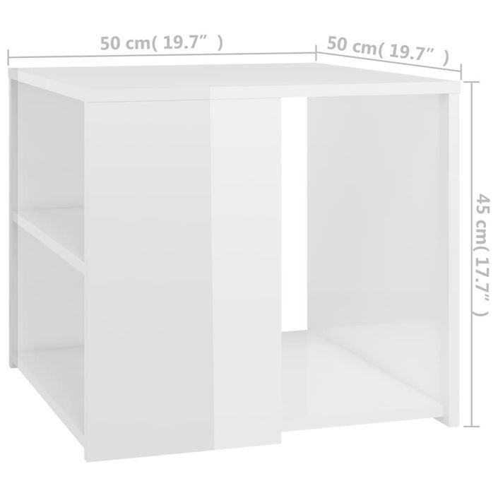 Table d'appoint Blanc brillant 50x50x45 cm - Photo n°6