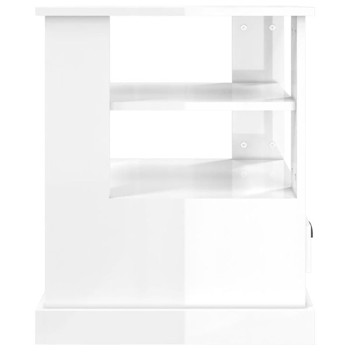 Table d'appoint blanc brillant 50x50x60 cm bois d'ingénierie - Photo n°7