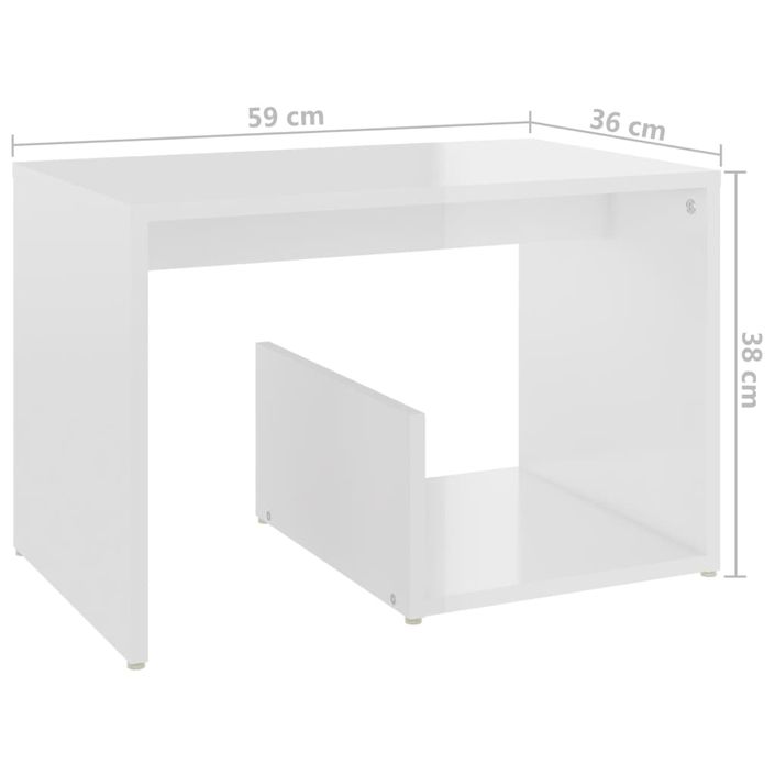 Table d'appoint Blanc brillant 59x36x38 cm - Photo n°6