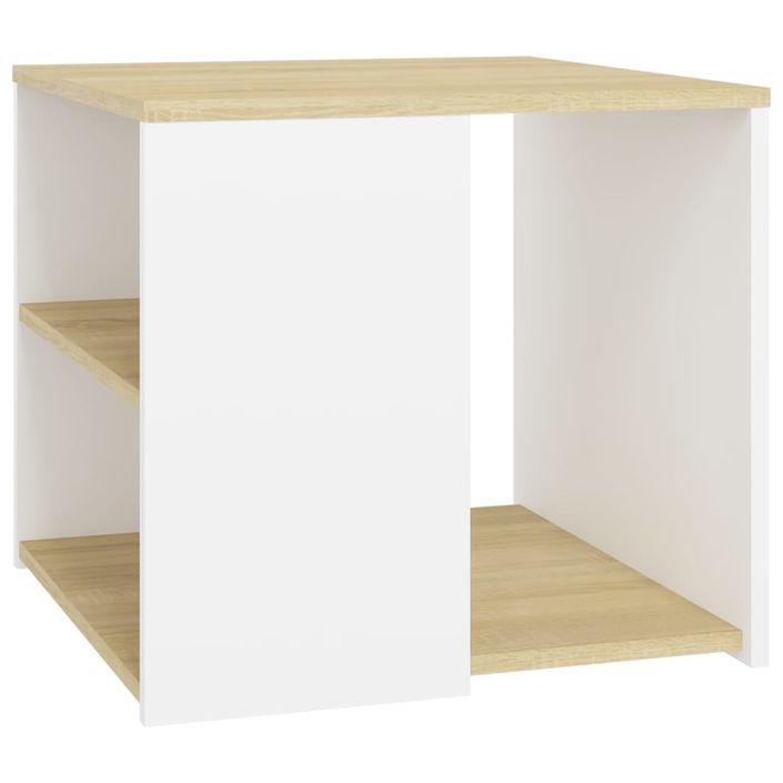 Table d'appoint Blanc et chêne sonoma 50x50x45 cm - Photo n°3