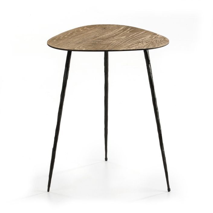 Table d'appoint bois clair et métal noir Loft - Photo n°1