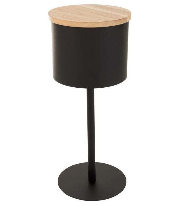 Table d'appoint bois clair et métal noir Ocel H 74 cm - Photo n°1