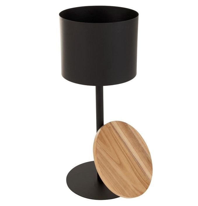 Table d'appoint bois clair et métal noir Ocel H 74 cm - Photo n°2
