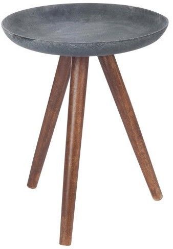 Table d'appoint bois de manguier foncé et métal gris Yaya - Lot de 2 - Photo n°1