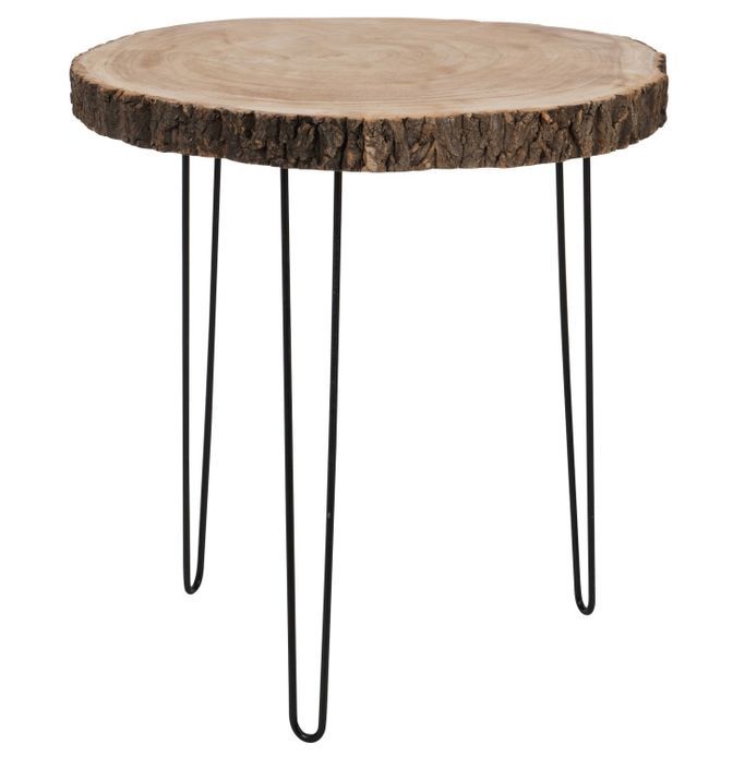 Table d'appoint bois de paulownia clair Nalpo D 58 cm - Photo n°1