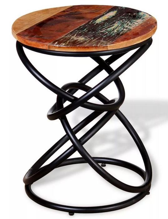 Table d'appoint bois de récupération et pieds métal noir Arsan - Photo n°2