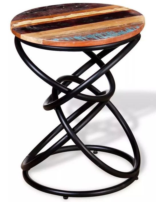 Table d'appoint bois de récupération et pieds métal noir Arsan - Photo n°3