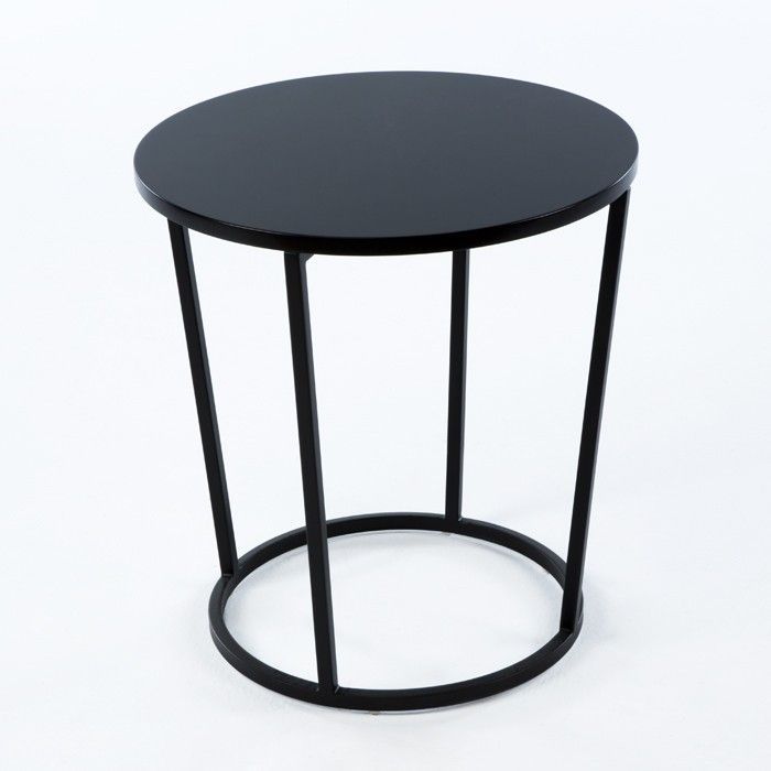 Table d'appoint bois et métal noir Farid H 54 cm - Photo n°1