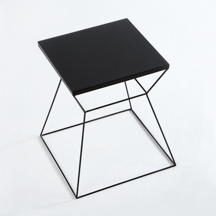 Table d'appoint bois et métal noirs Farid H 45 cm - Photo n°1