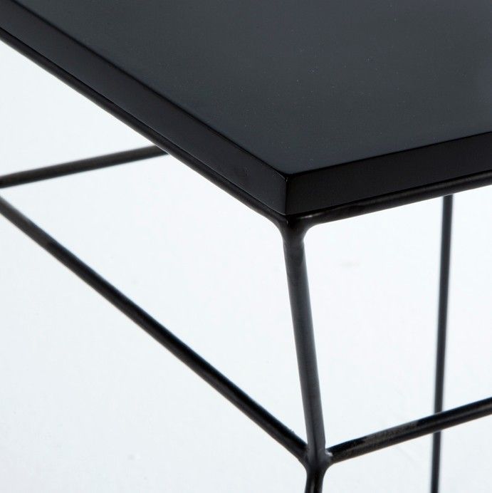 Table d'appoint bois et métal noirs Farid H 45 cm - Photo n°2