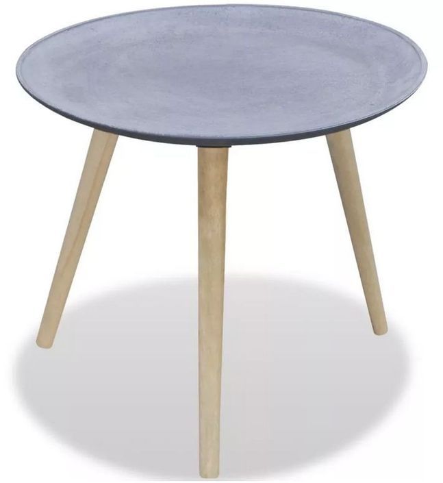Table d'appoint bois gris béton et pieds pin massif clair Nelis - Photo n°1