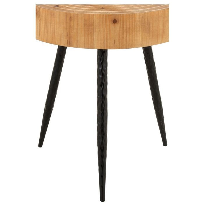 Table d'appoint bois massif clair et pieds métal noir Bialli - Photo n°2